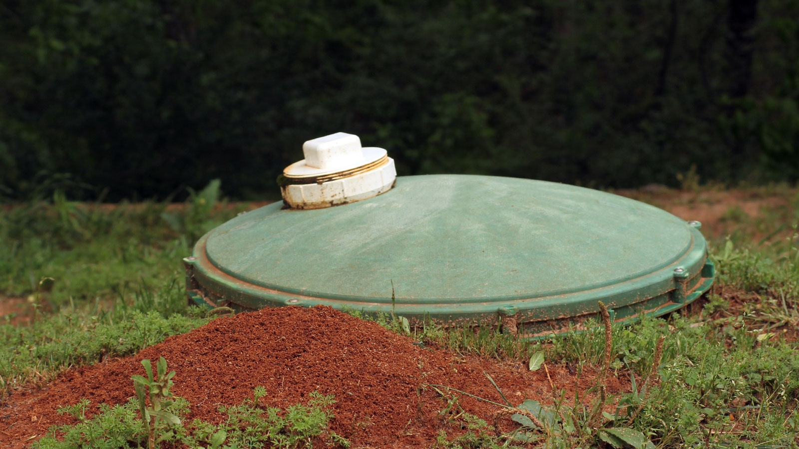 Septic tank being inspected